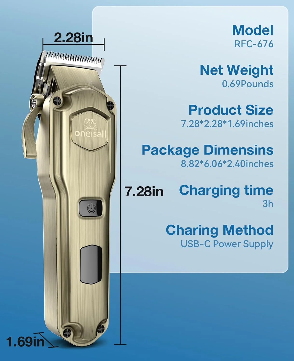 Oneisall RFC-676 Dog Clipper for Thick Coats - Image 11
