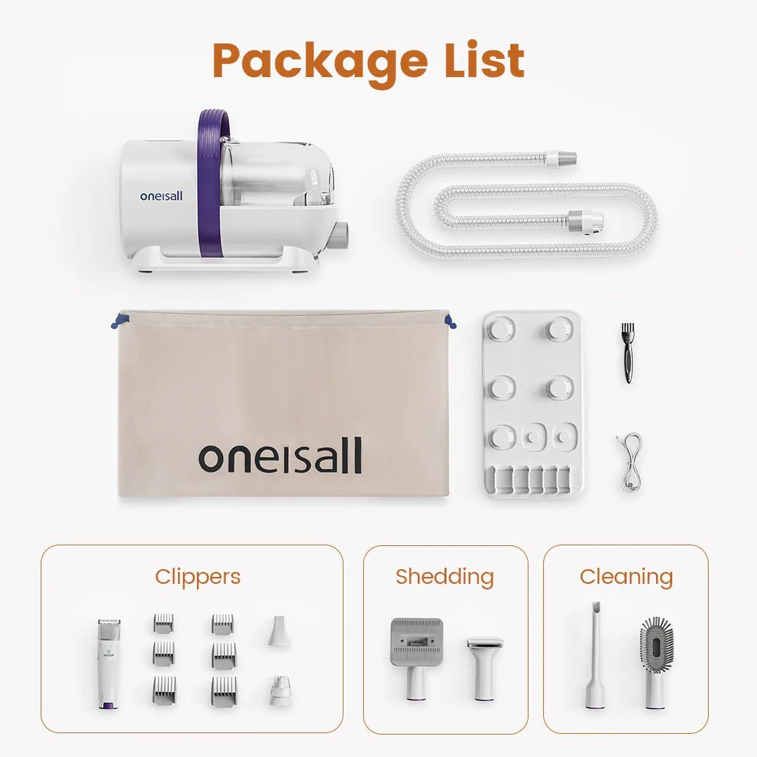 Oneisall LM2 7-in-1 Pet Grooming Vacuum Kit Purple - Image 15