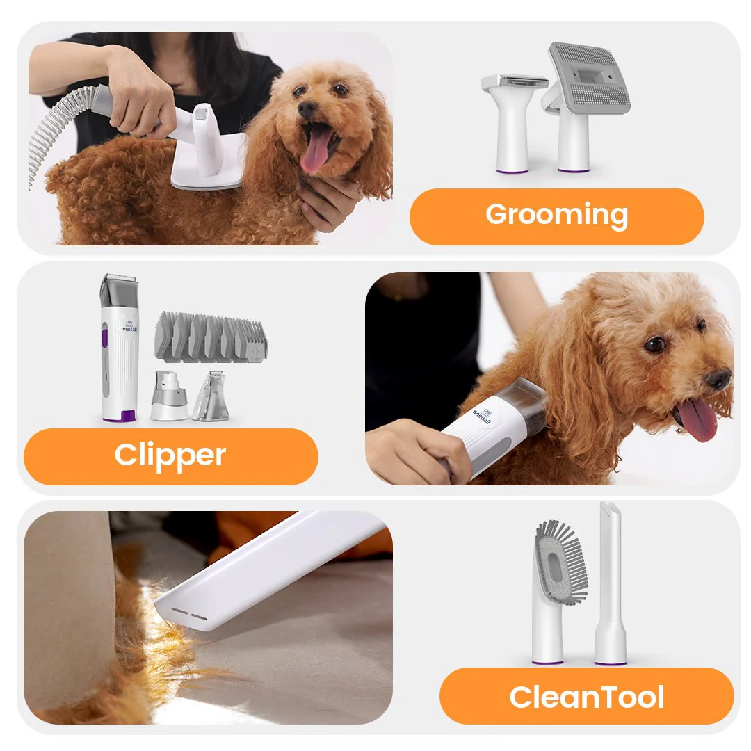 Oneisall LM2 7-in-1 Pet Grooming Vacuum Kit Purple - Image 9