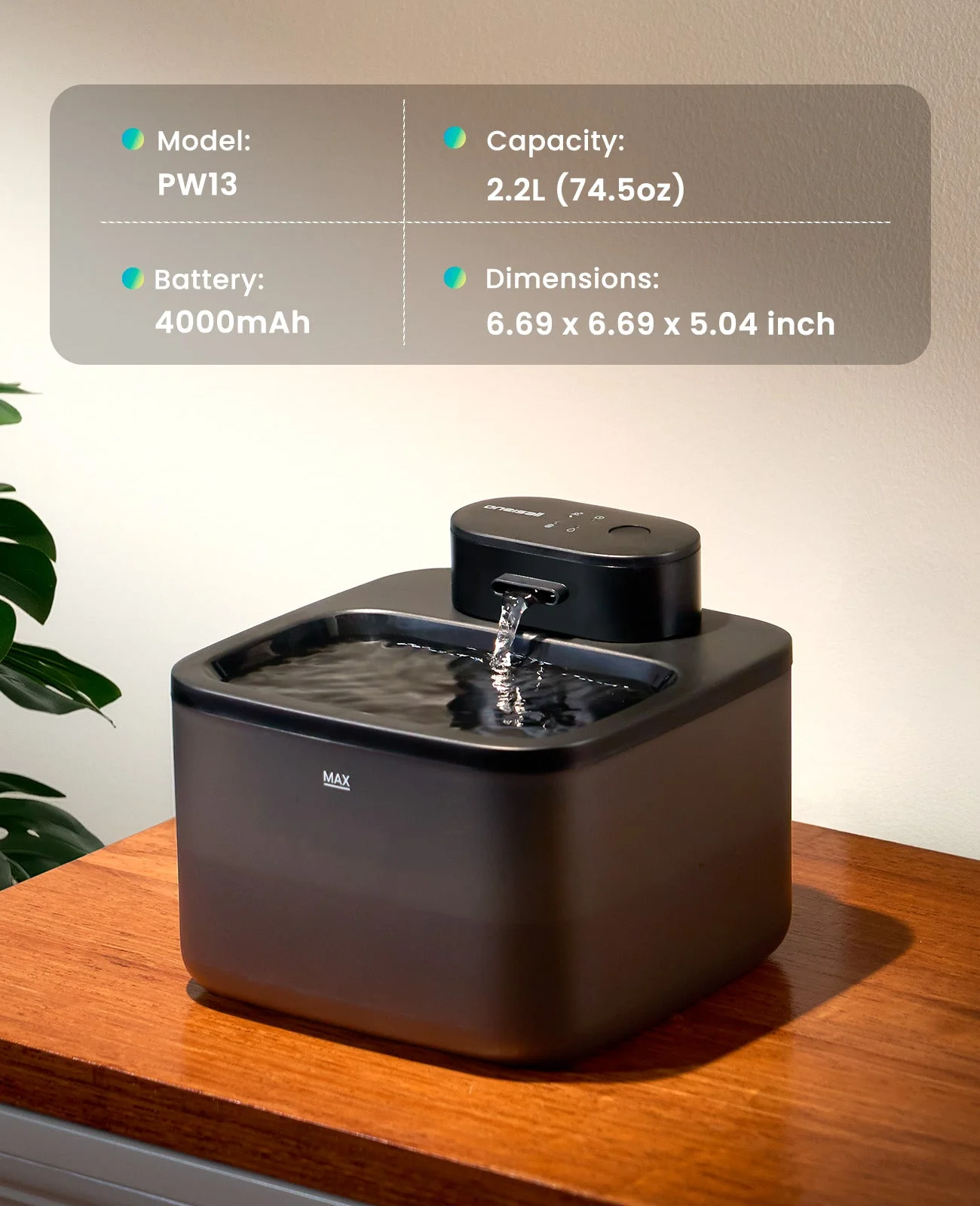 Oneisall 2.2L Cordless Cat Water Fountain - Image 10