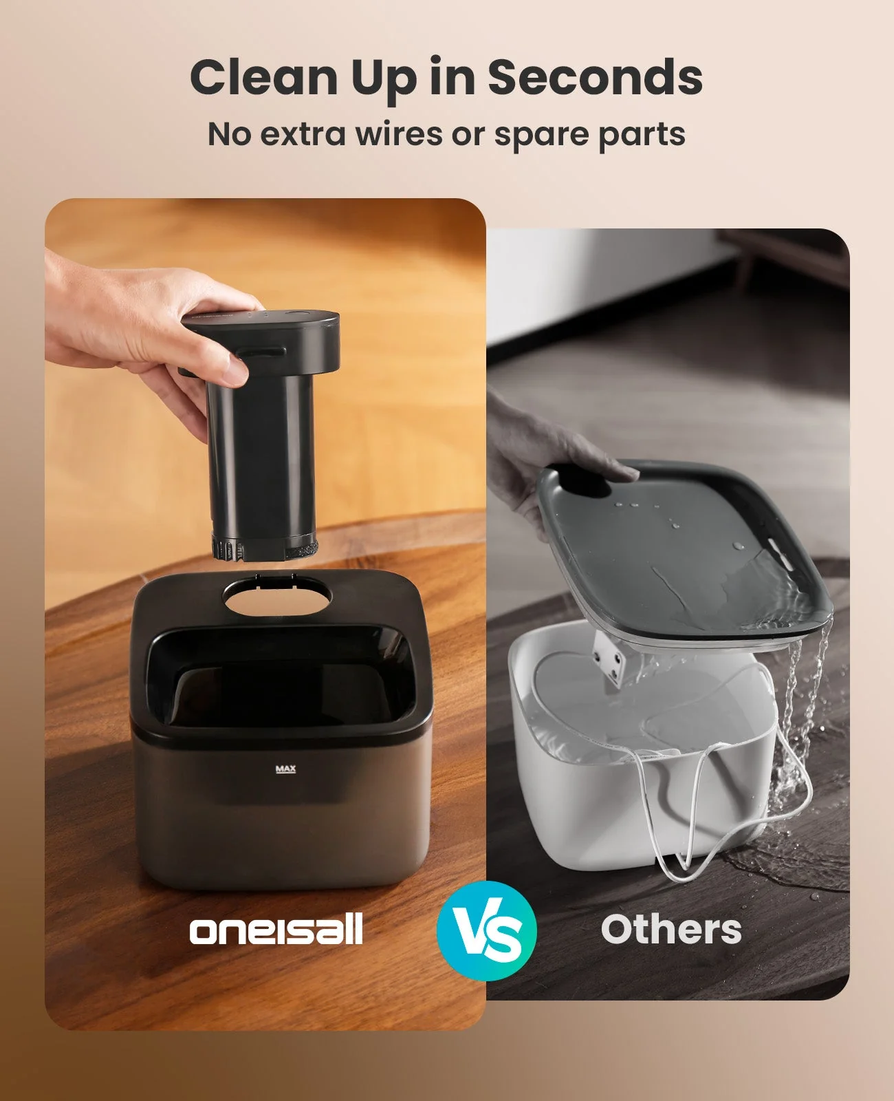 Oneisall 2.2L Cordless Cat Water Fountain - Image 5