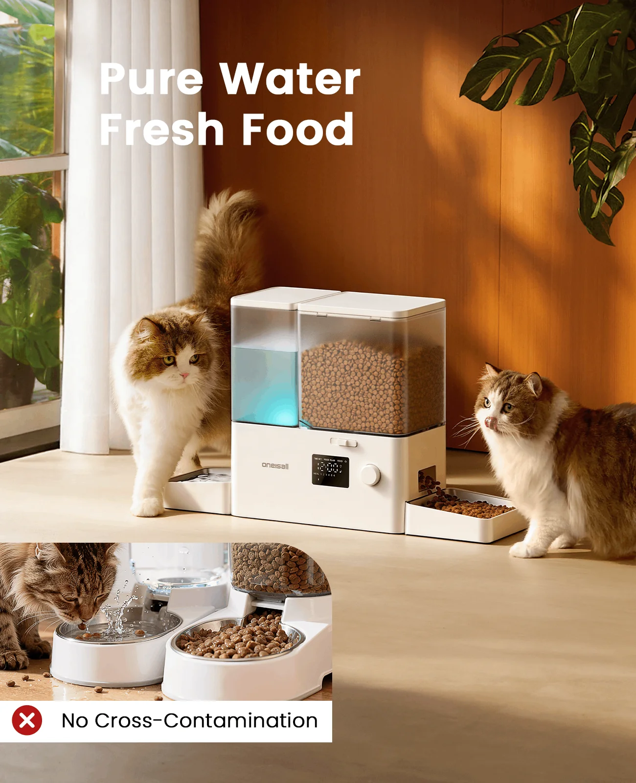Oneisall 2-in-1 Automatic Cat Feeder and Water Dispenser - Image 3