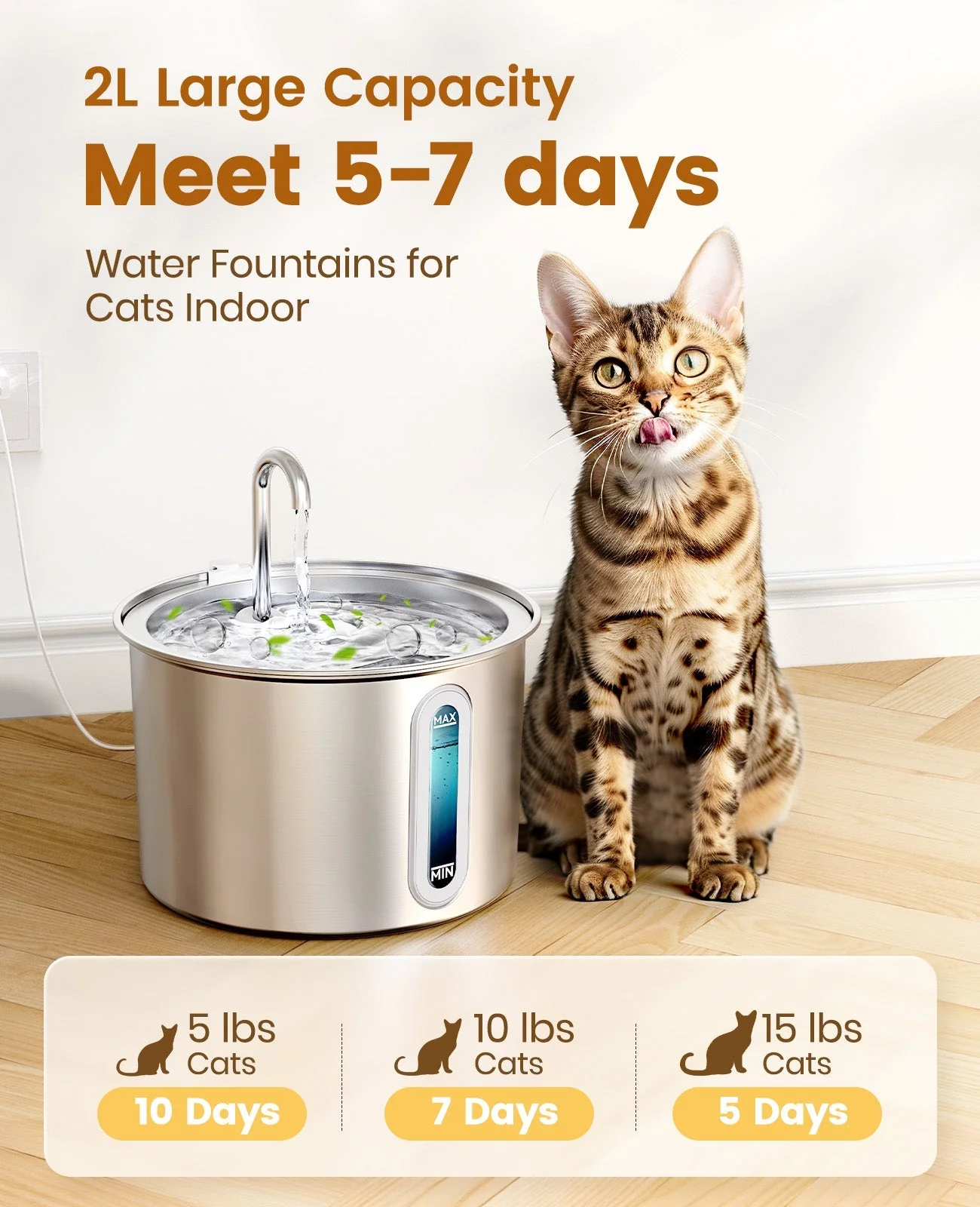 Oneisall 2L Cat Water Fountain with 3PCS Filters - Image 6