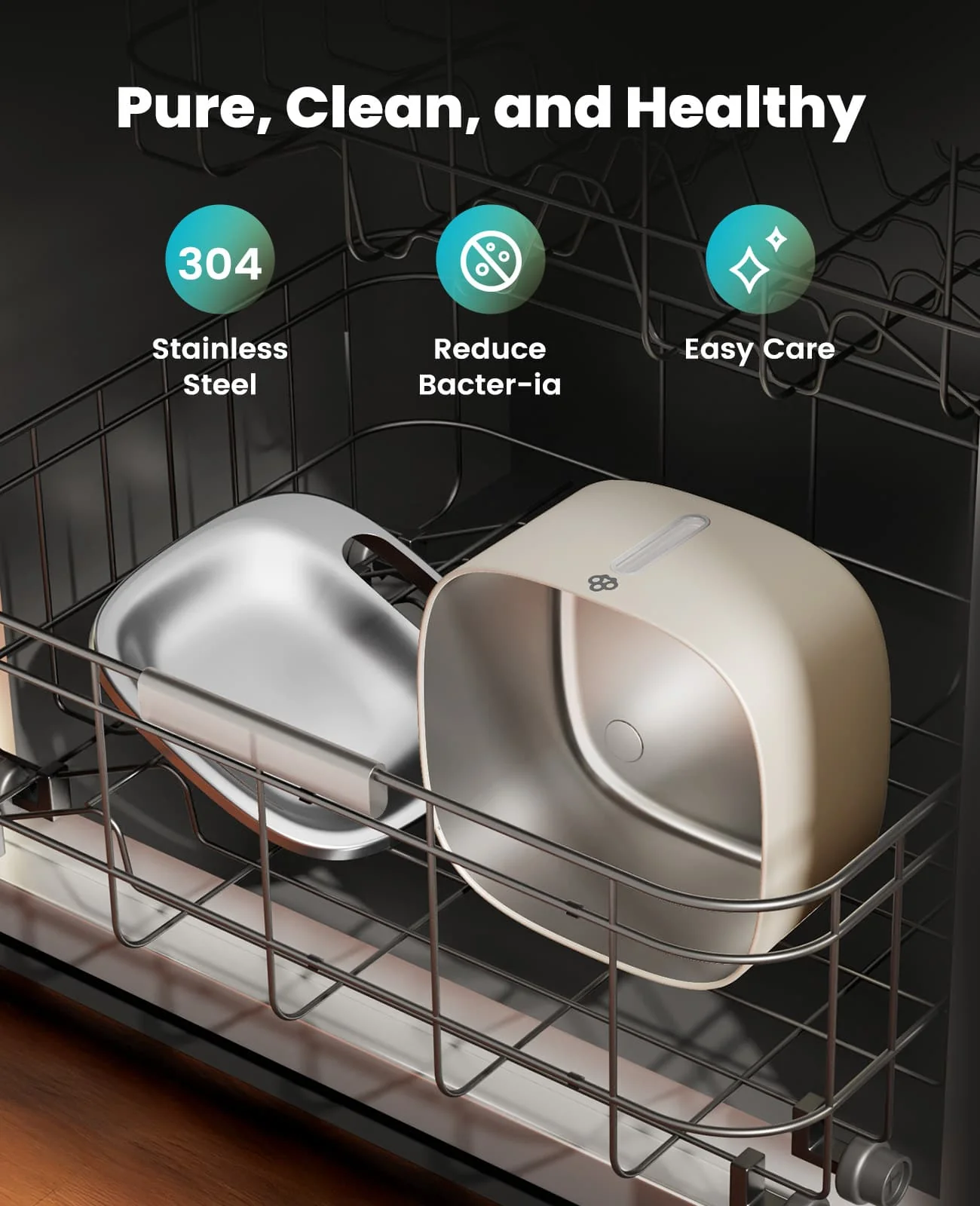 Oneisall 3.5L Cordless Stainless Steel Pet Water Fountain with 3PCS Filters - Image 20