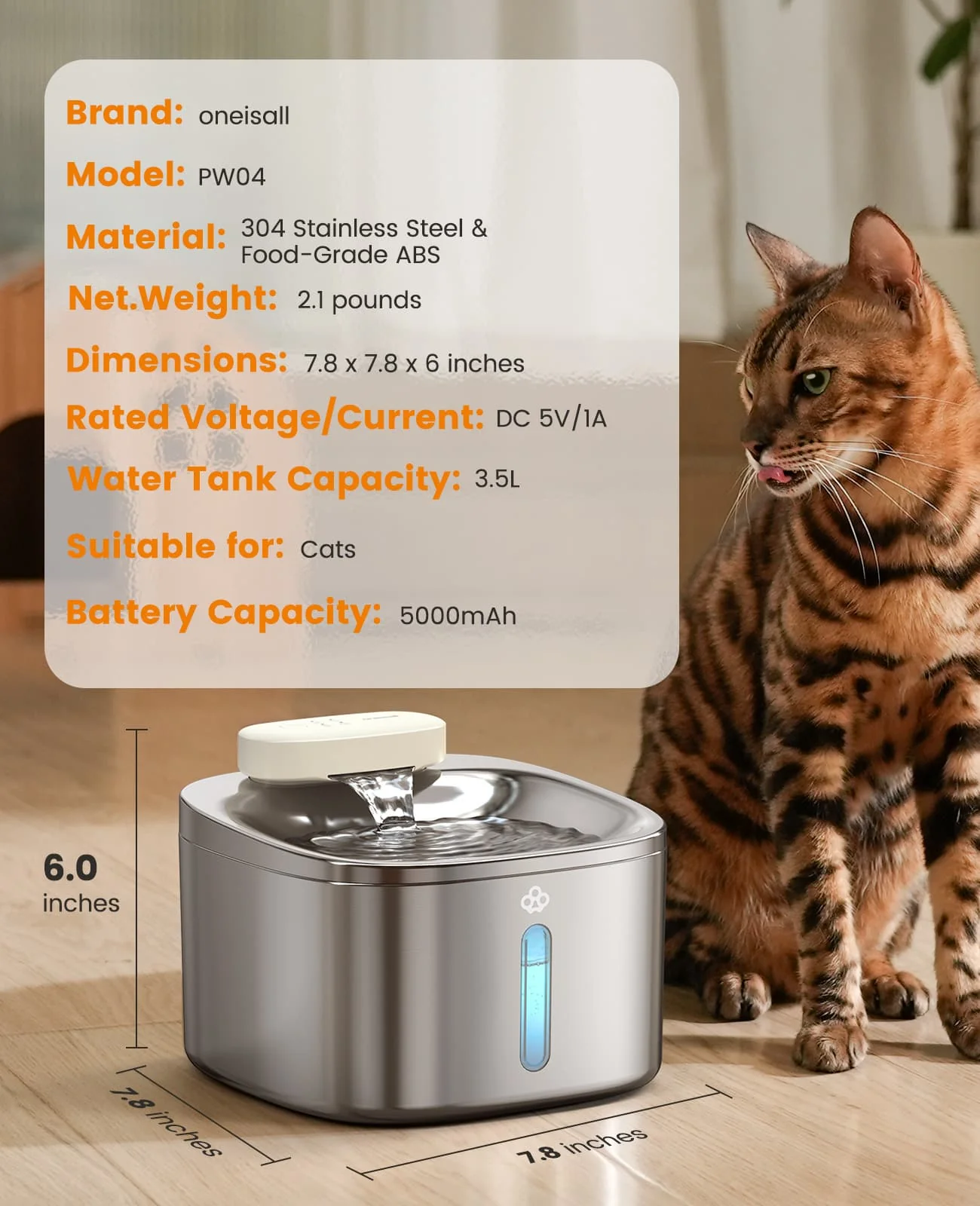 Oneisall 2L Cat Water Fountain & 7L Pet Water Fountain Set - Image 26