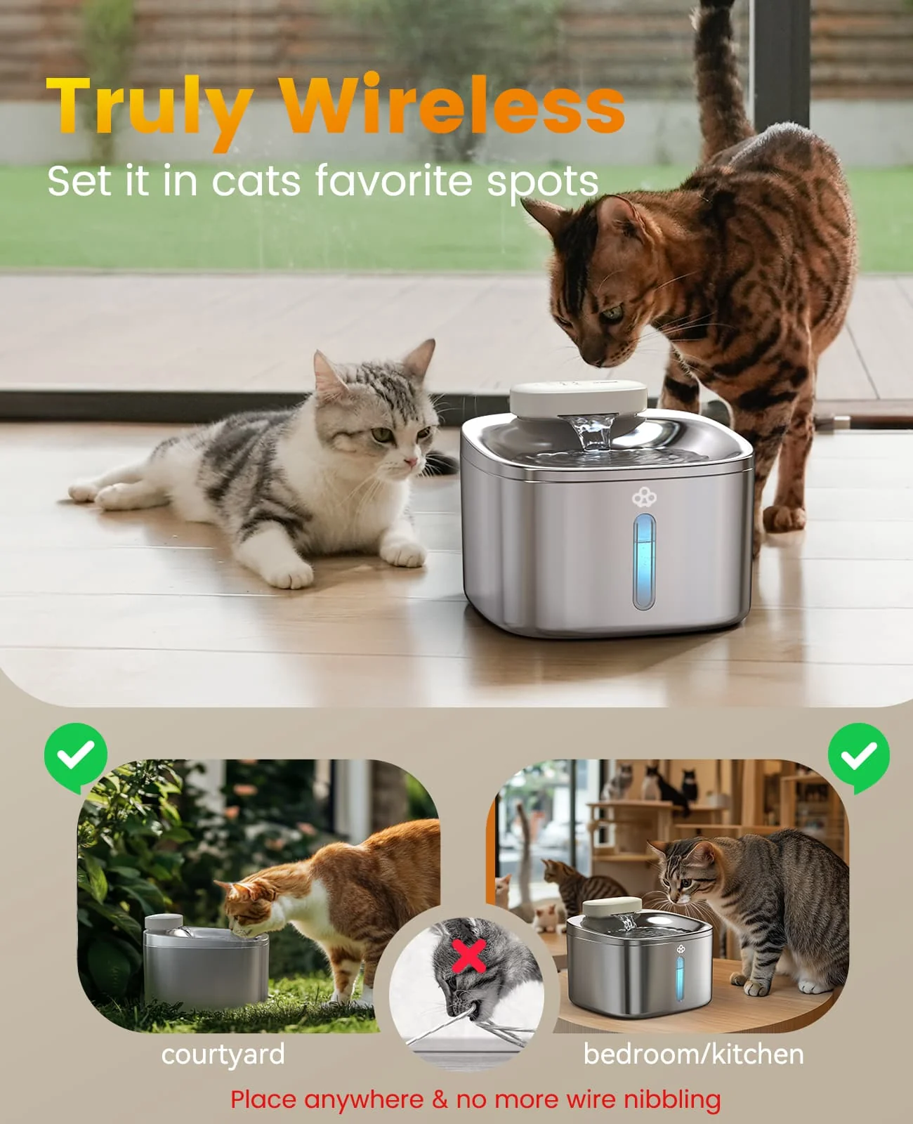 Oneisall 2L Cat Water Fountain & 7L Pet Water Fountain Set - Image 17