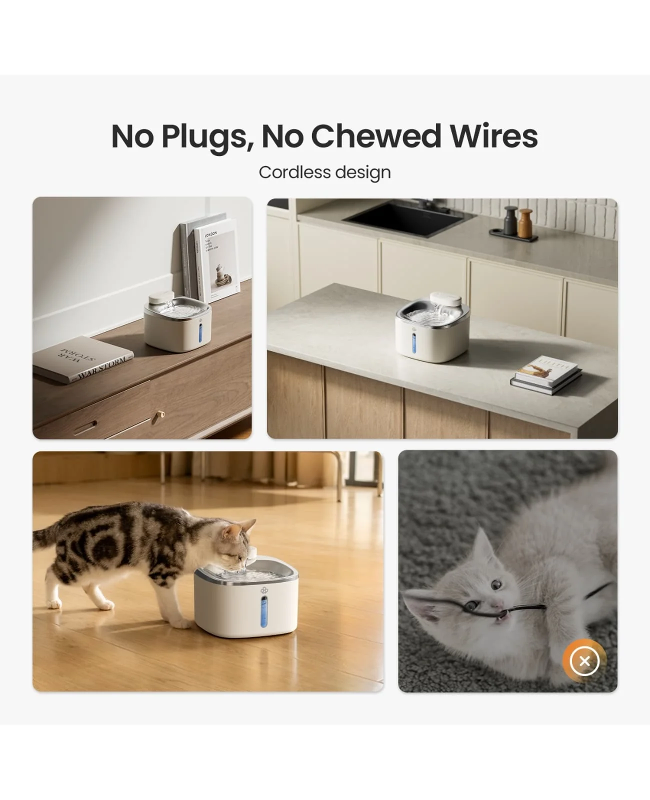 Oneisall 3.5L Cordless Stainless Steel Pet Water Fountain with 3PCS Filters - Image 15