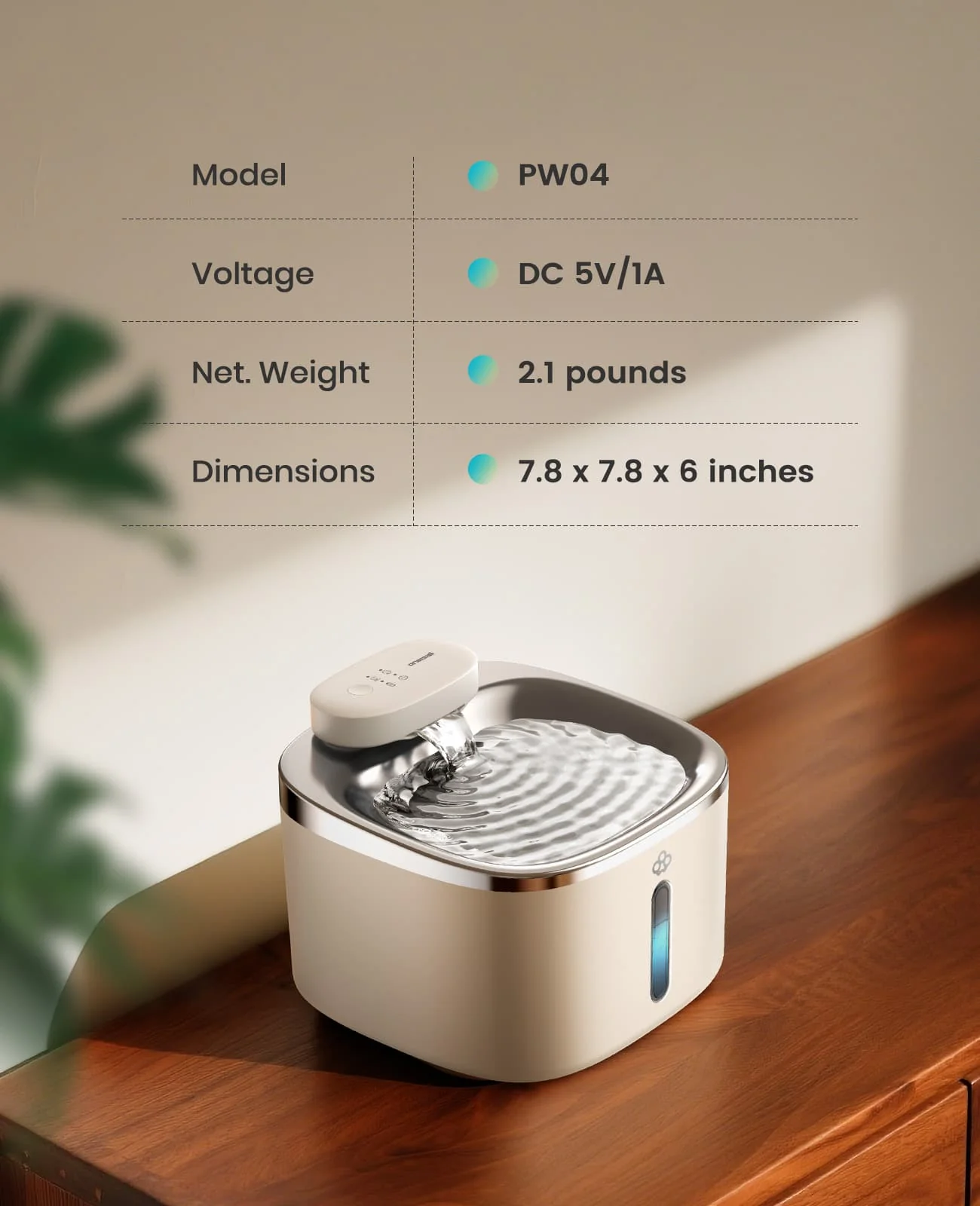 Oneisall 3.5L Cordless Stainless Steel Pet Water Fountain with 3PCS Filters - Image 23