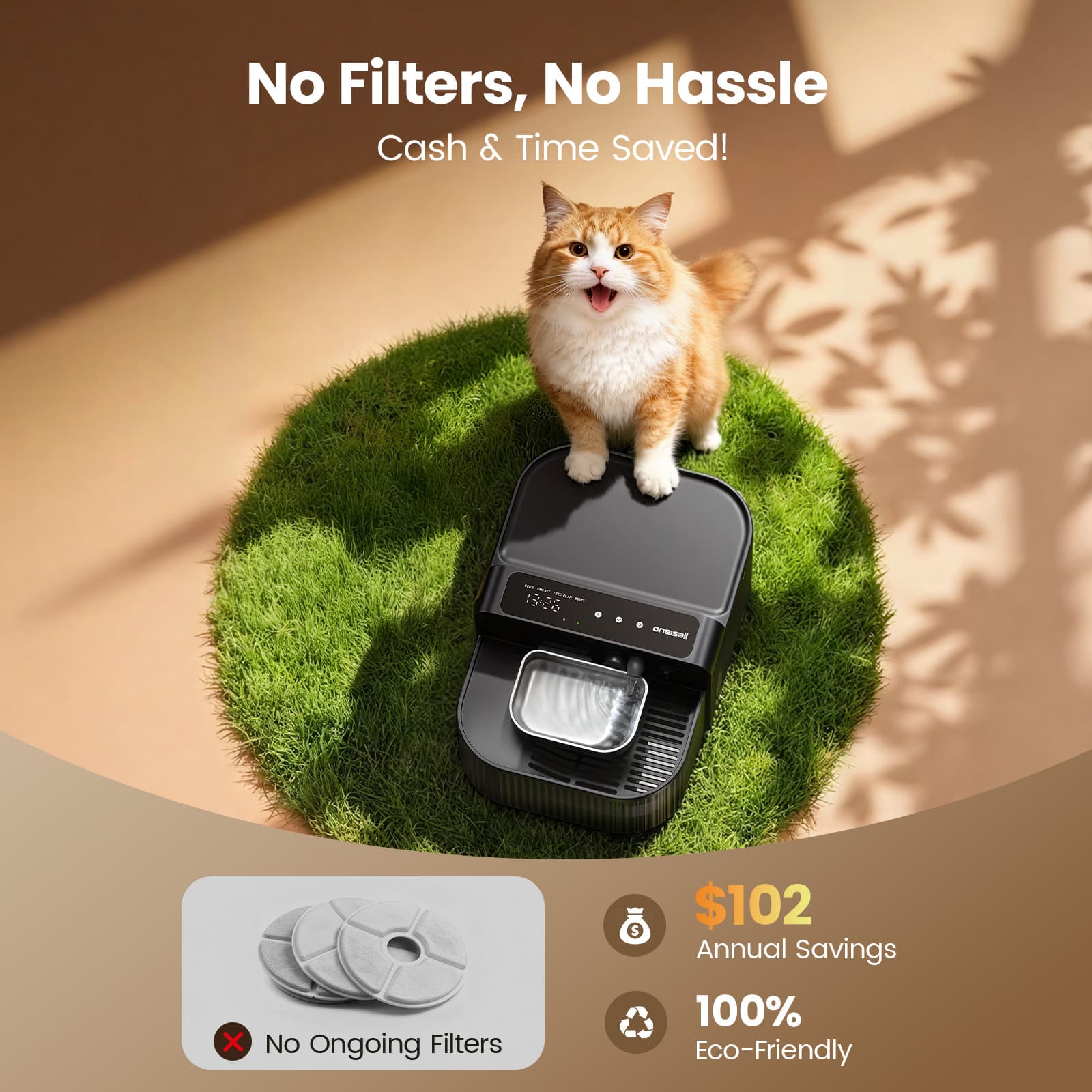 Oneisall 3.5L FreshFill Filterless Cat Water Dispenser with Fresh Water System - Image 11