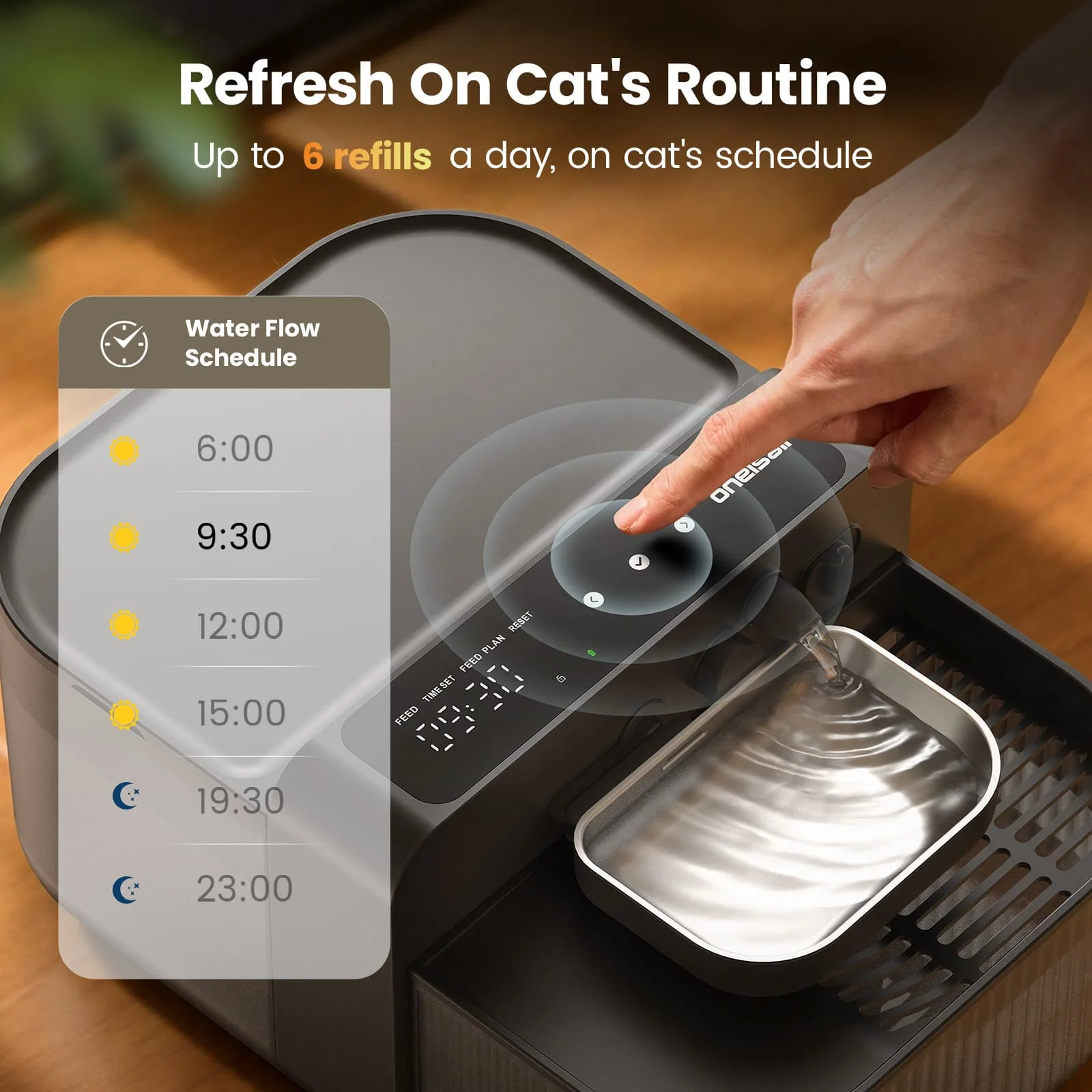 Oneisall 3.5L FreshFill Filterless Cat Water Dispenser with Fresh Water System - Image 6