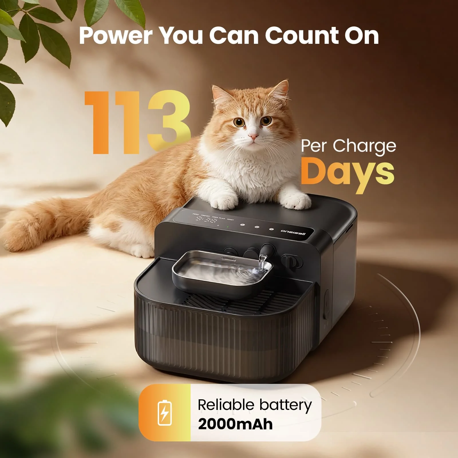 Oneisall 3.5L FreshFill Filterless Cat Water Dispenser with Fresh Water System - Image 8