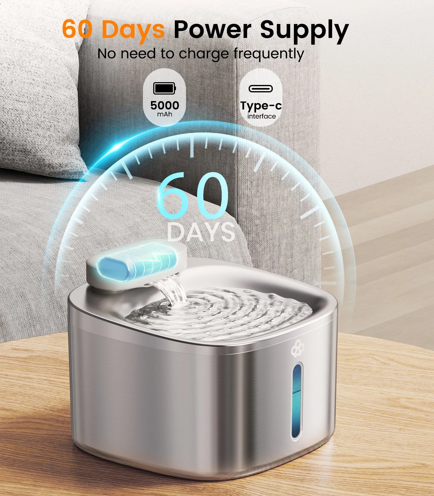 Oneisall 3.5L Corded Pet Water Fountain with 3PCS Filters - Image 12