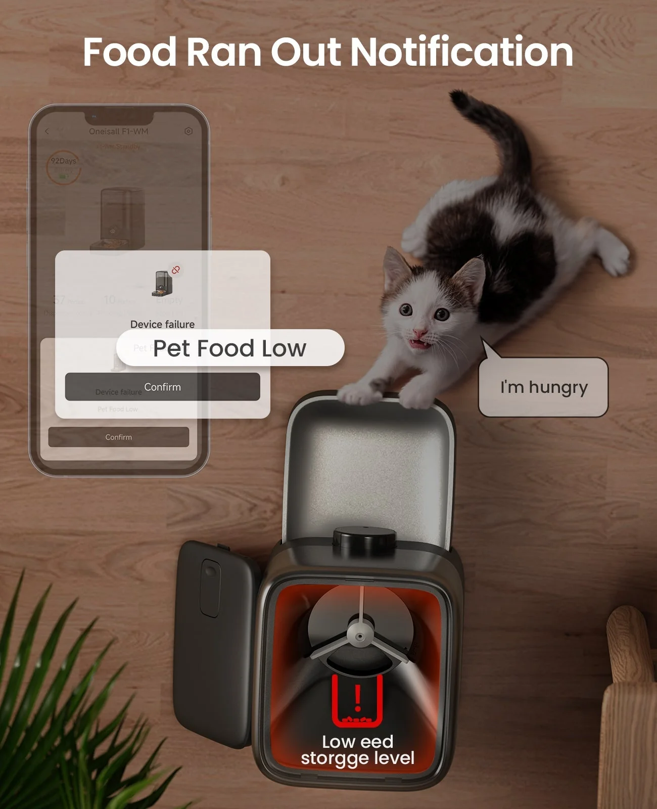 Oneisall PF06 3L Cordless Smart Cat Feeder with APP Control - Image 11