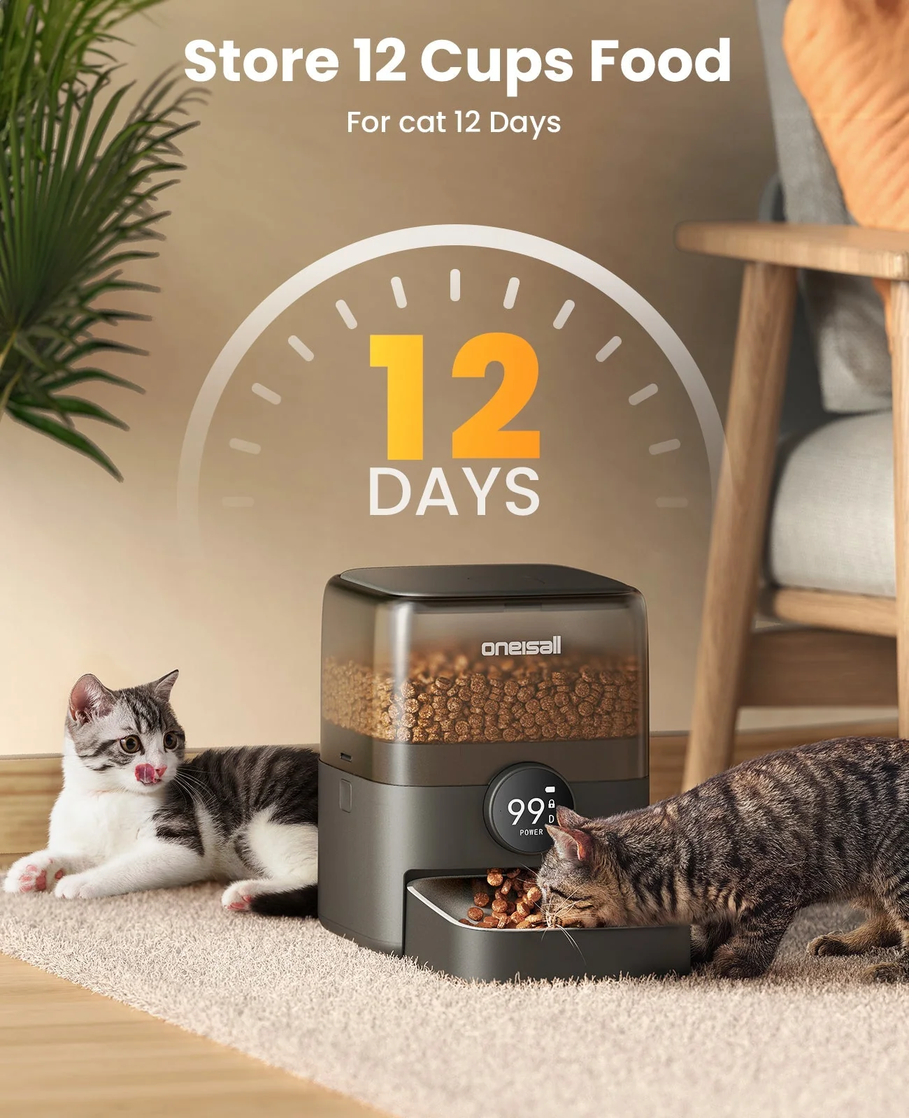 Oneisall PF06 3L Cordless Smart Cat Feeder with APP Control - Image 12