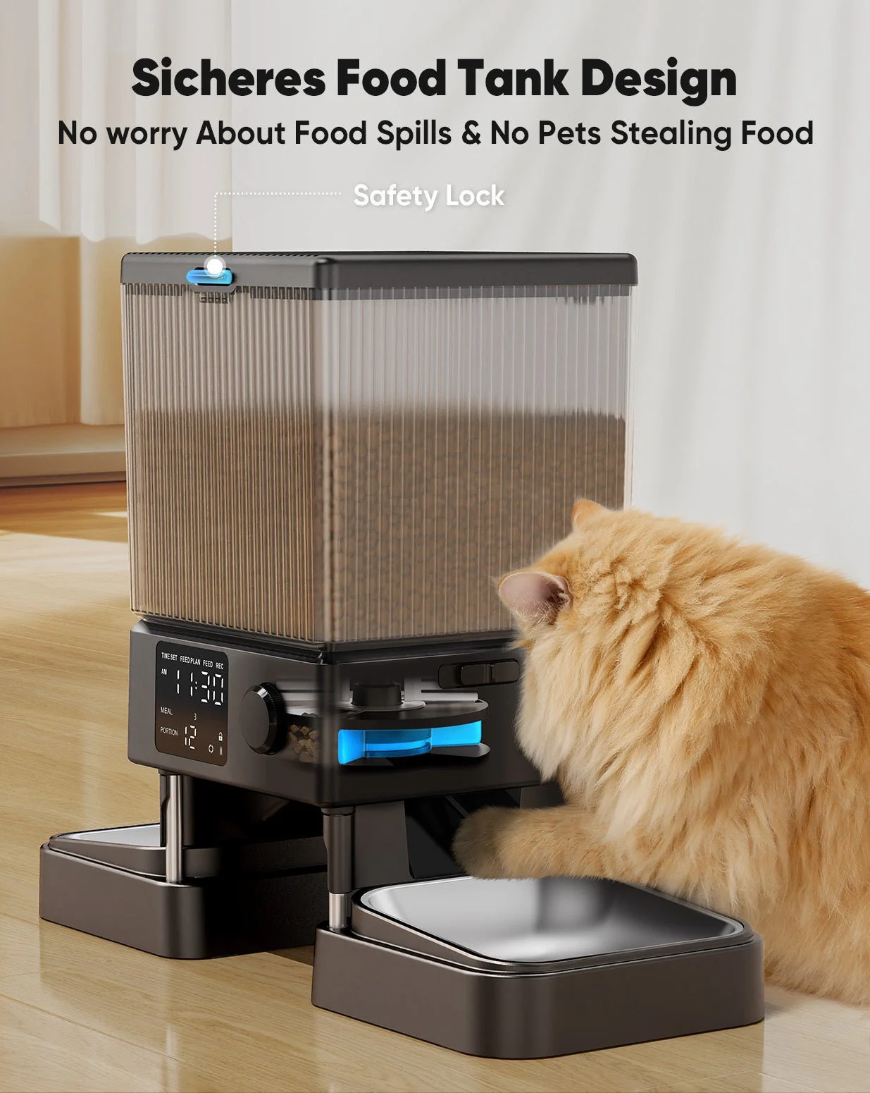 Oneisall 5L Automatic Cat Feeder for Two Cats-Black - Image 7