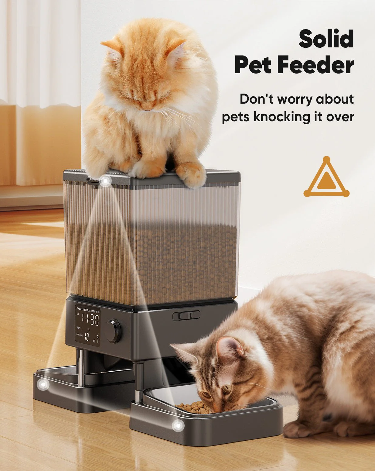 Oneisall 5L Automatic Cat Feeder for Two Cats-Black - Image 12
