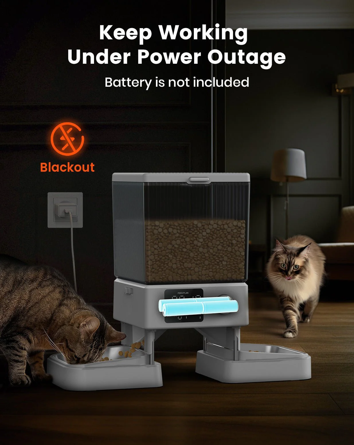 Oneisall 5L Automatic Cat Feeder for Two Cats-Black - Image 15