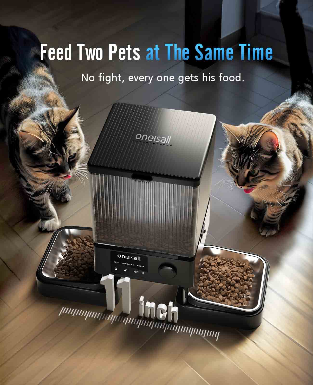 Oneisall 5L Automatic Cat Feeder for Two Cats White - Image 12