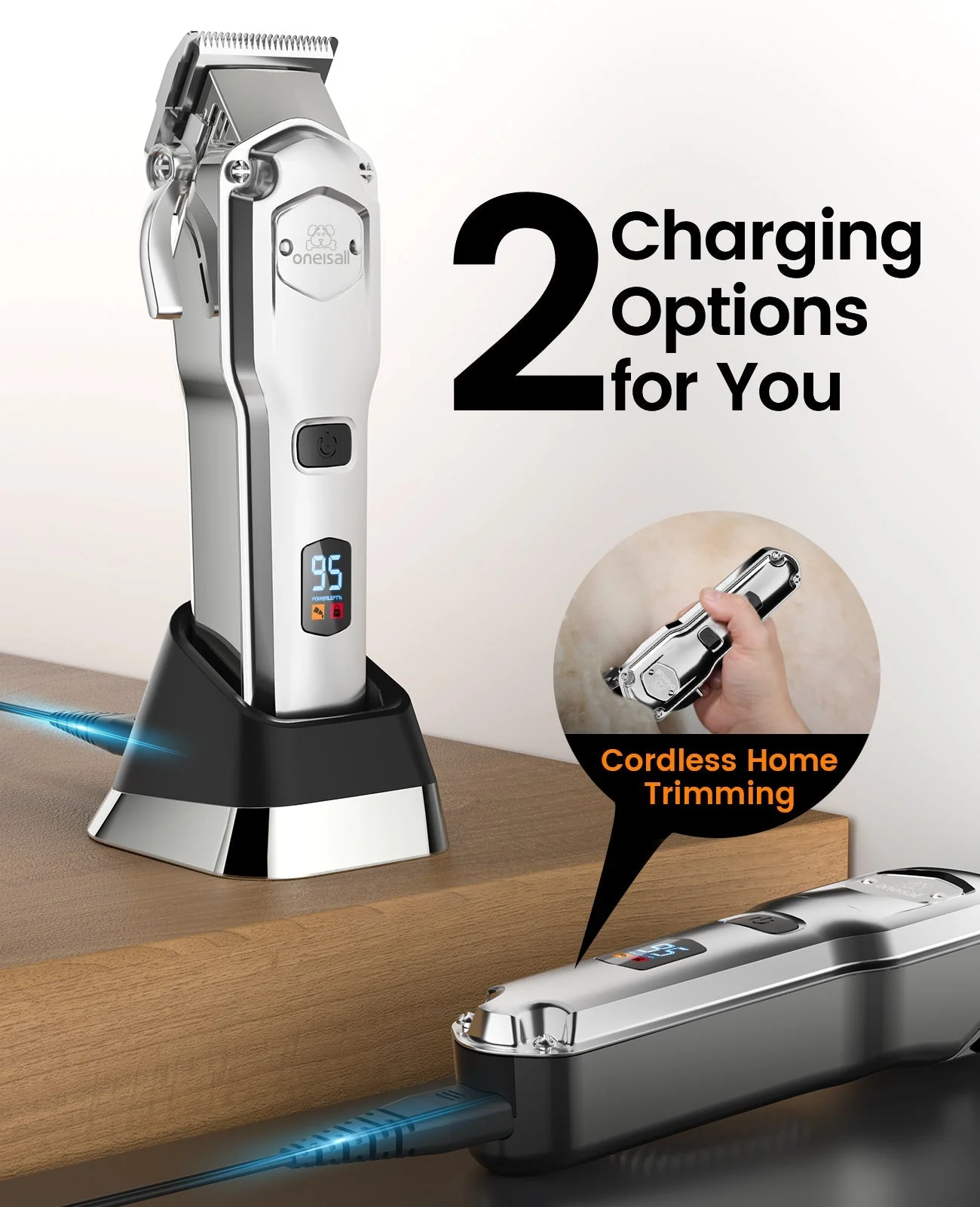 Oneisall RFC-676 Pro Dog Clippers with Detachable Metal Combs - Image 5