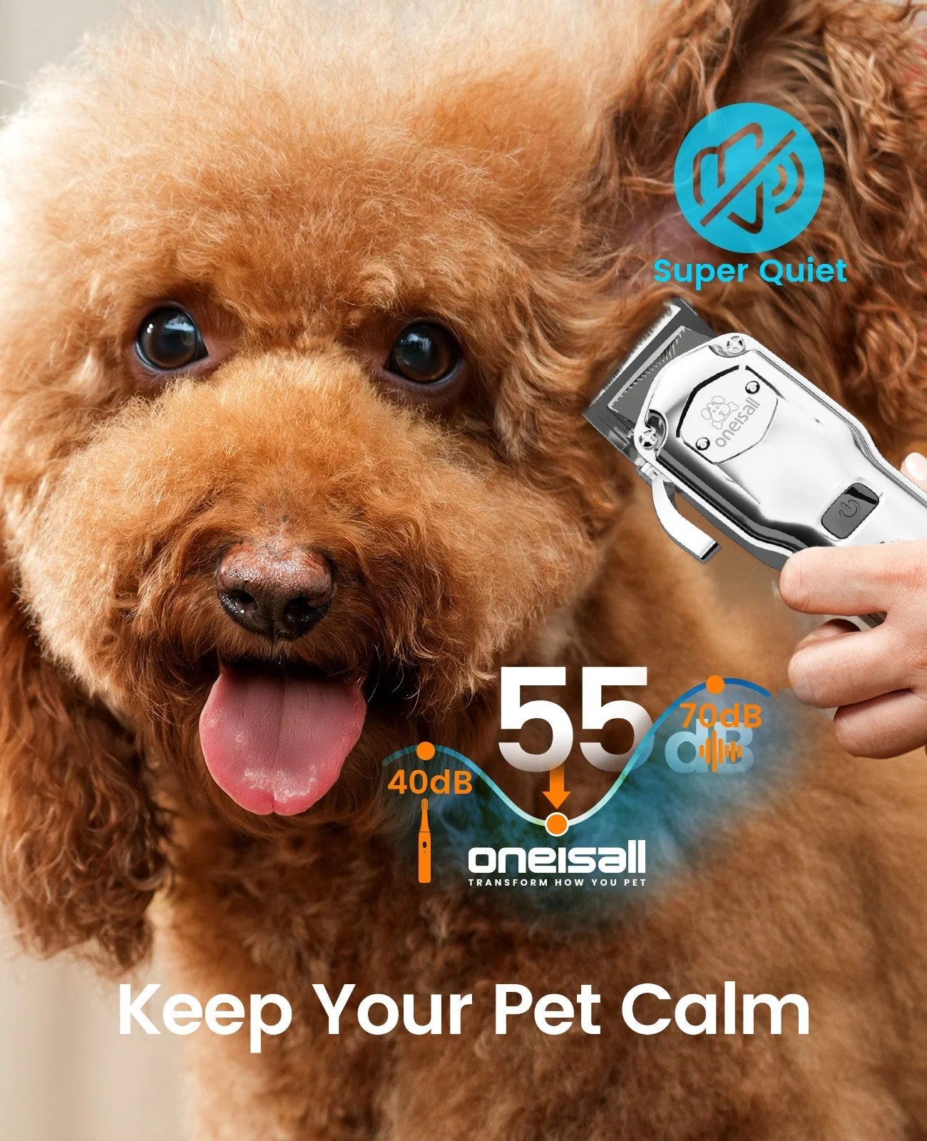 Oneisall RFC-676 Pro Dog Clippers with Detachable Metal Combs - Image 6