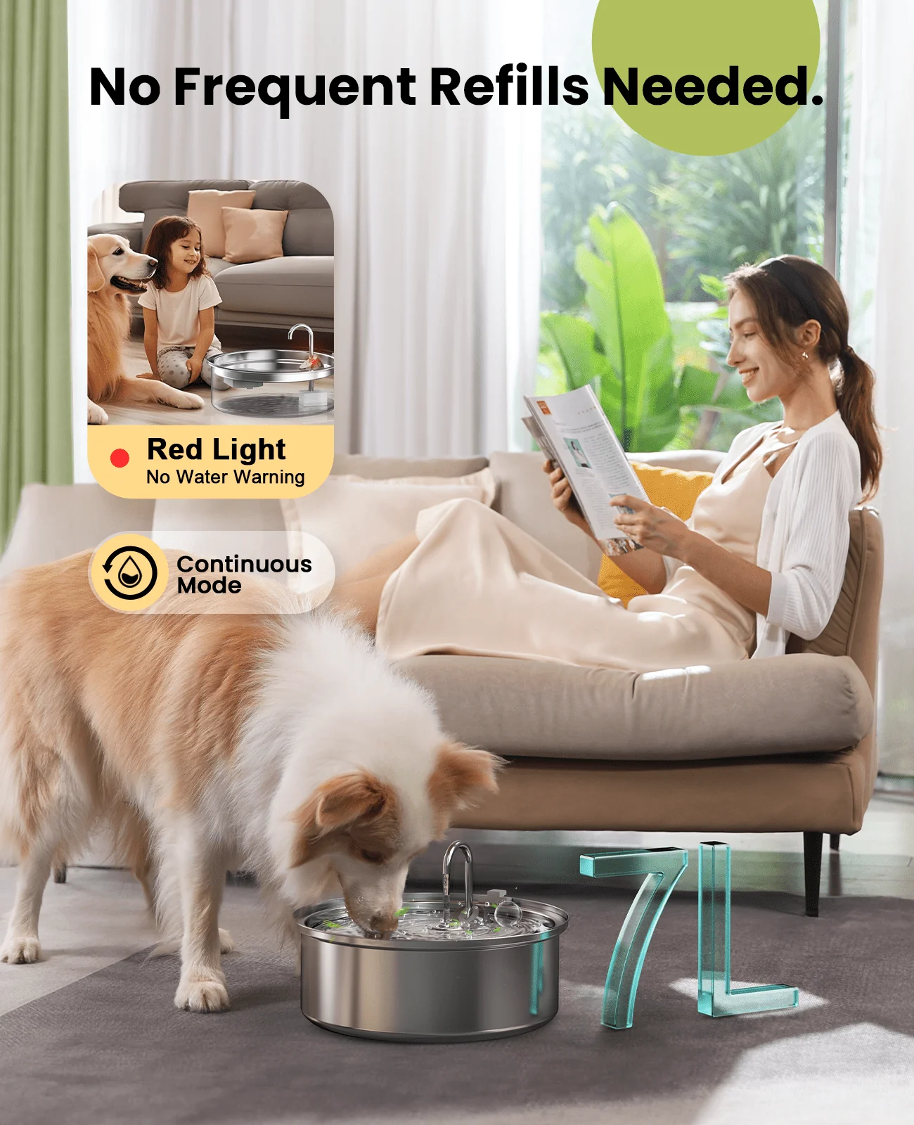 Oneisall 7L Pet Water Fountain with 1.5m Power Cord - Image 9