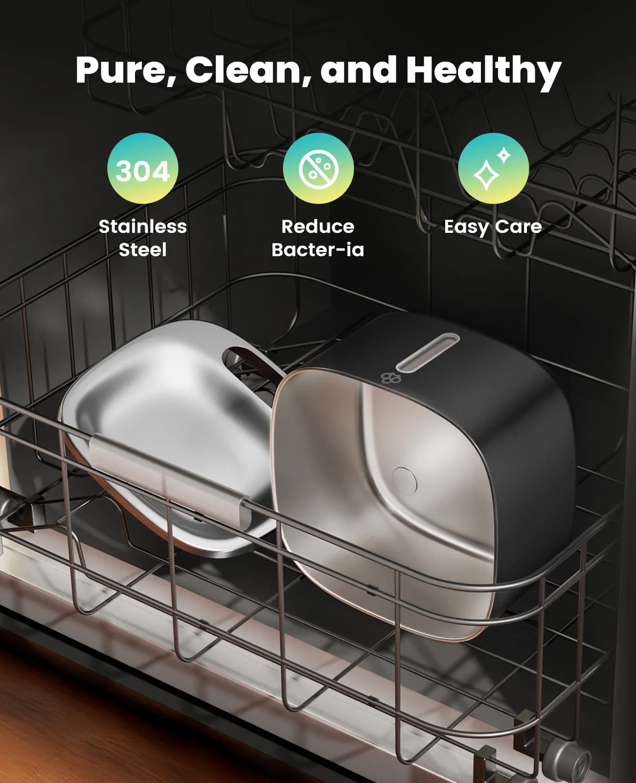 Oneisall 3.5L Cordless Stainless Steel Pet Water Fountain with 3PCS Filters - Image 29