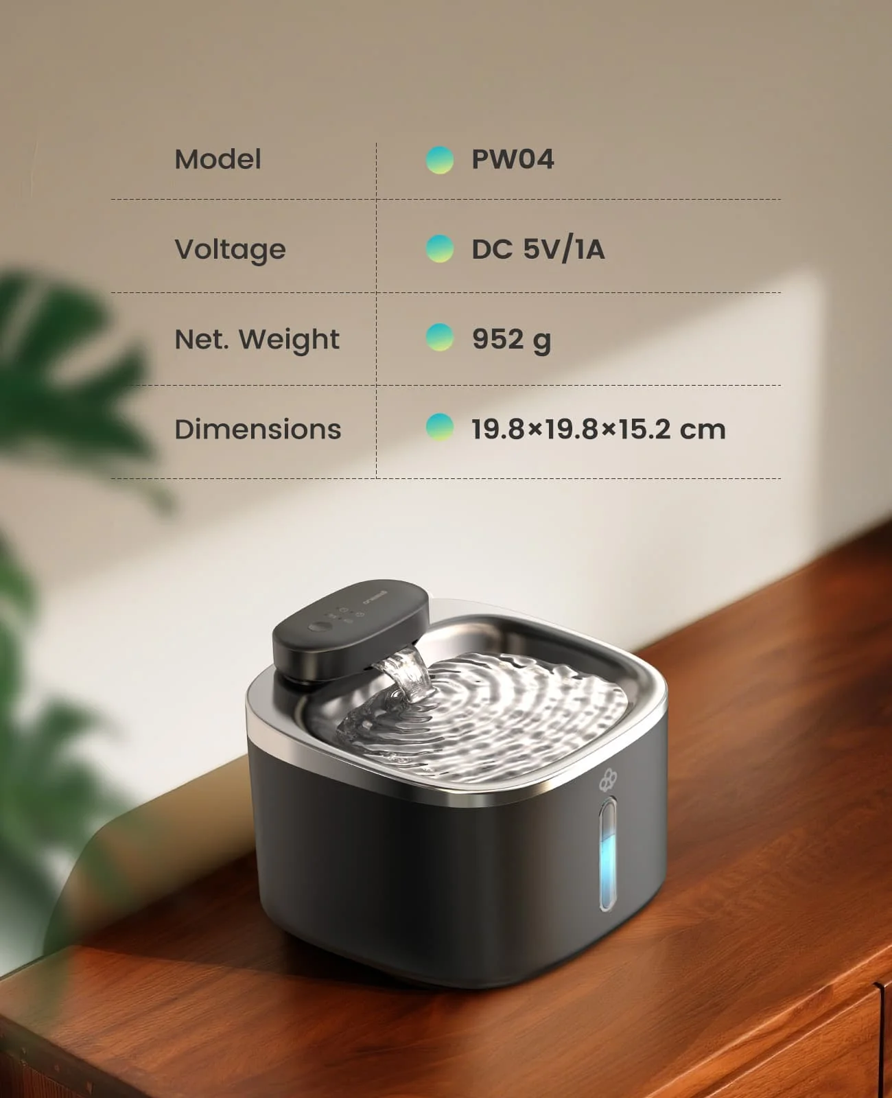 Oneisall 3.5L Cordless Stainless Steel Pet Water Fountain with 3PCS Filters - Image 31