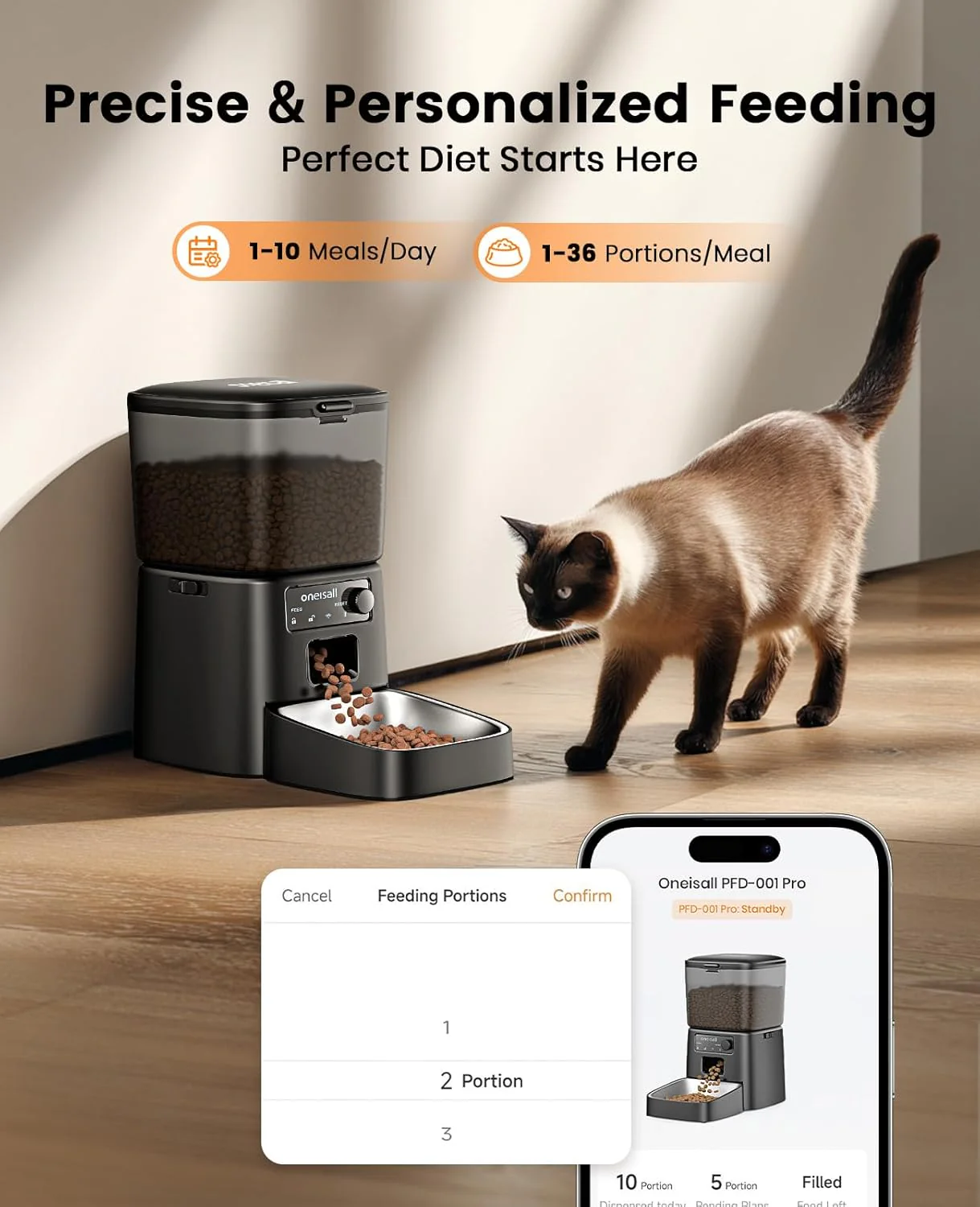 Oneisall 3.5L Cat Feeder with APP & 3.5L Cordless Water Fountain Set - Image 4
