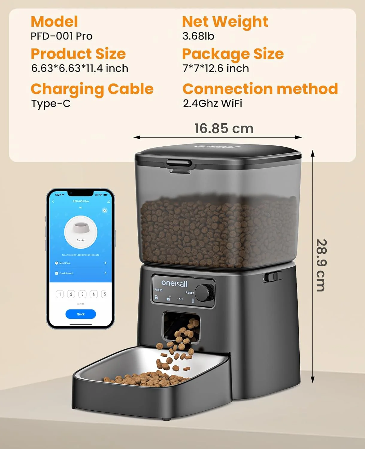 Oneisall 3.5L Cat Feeder with APP & 3.5L Cordless Water Fountain Set - Image 10