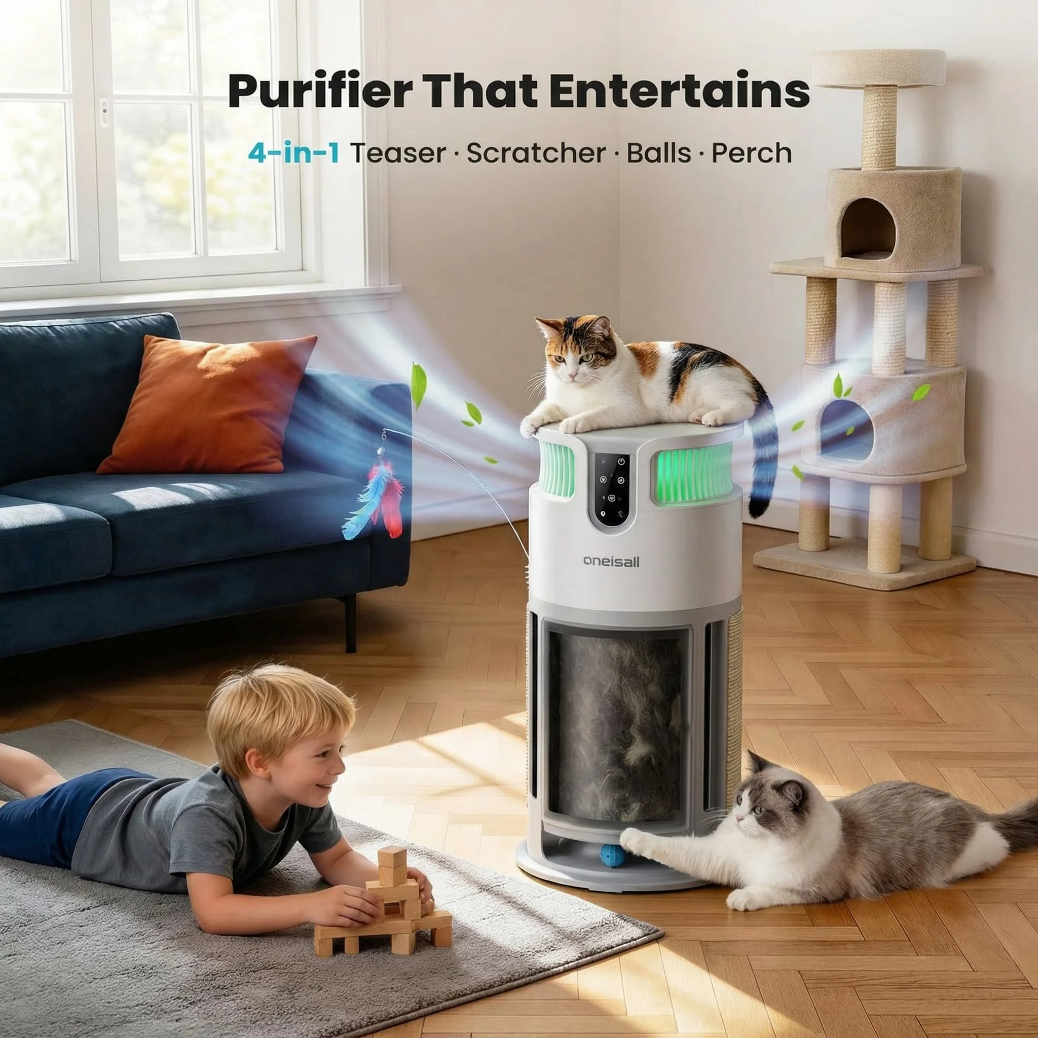Oneisall Air Purifier for Homes with Pets, Dual-Side Intake - Image 30
