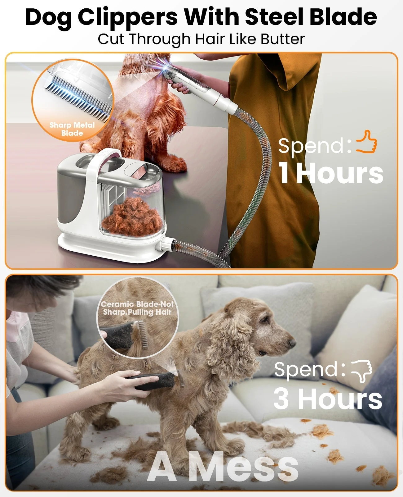 Oneisall BM3 3L Dog Grooming Vacuum Kit & 7L Dog Water Fountain Set - Image 5