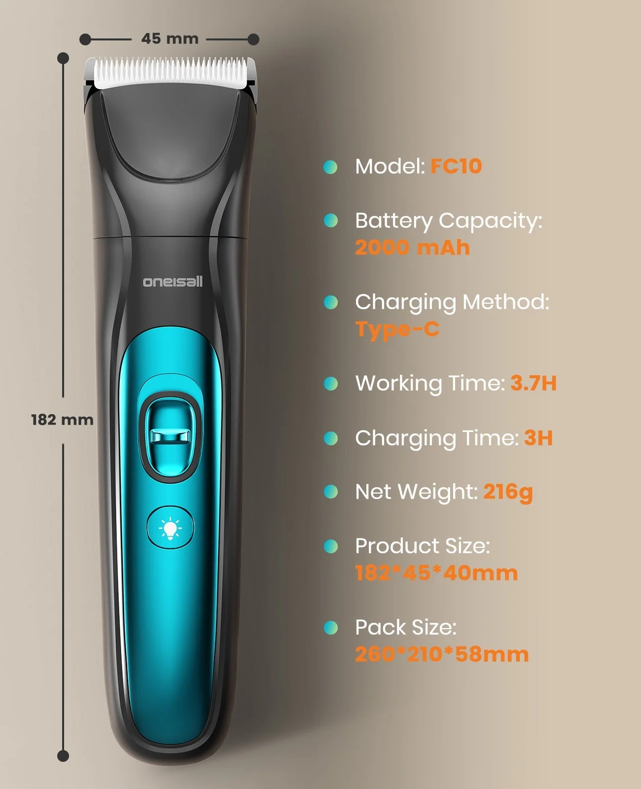 Oneisall FC10 4-in-1 Cordless Multi-Functional Pet Clippers - Image 10