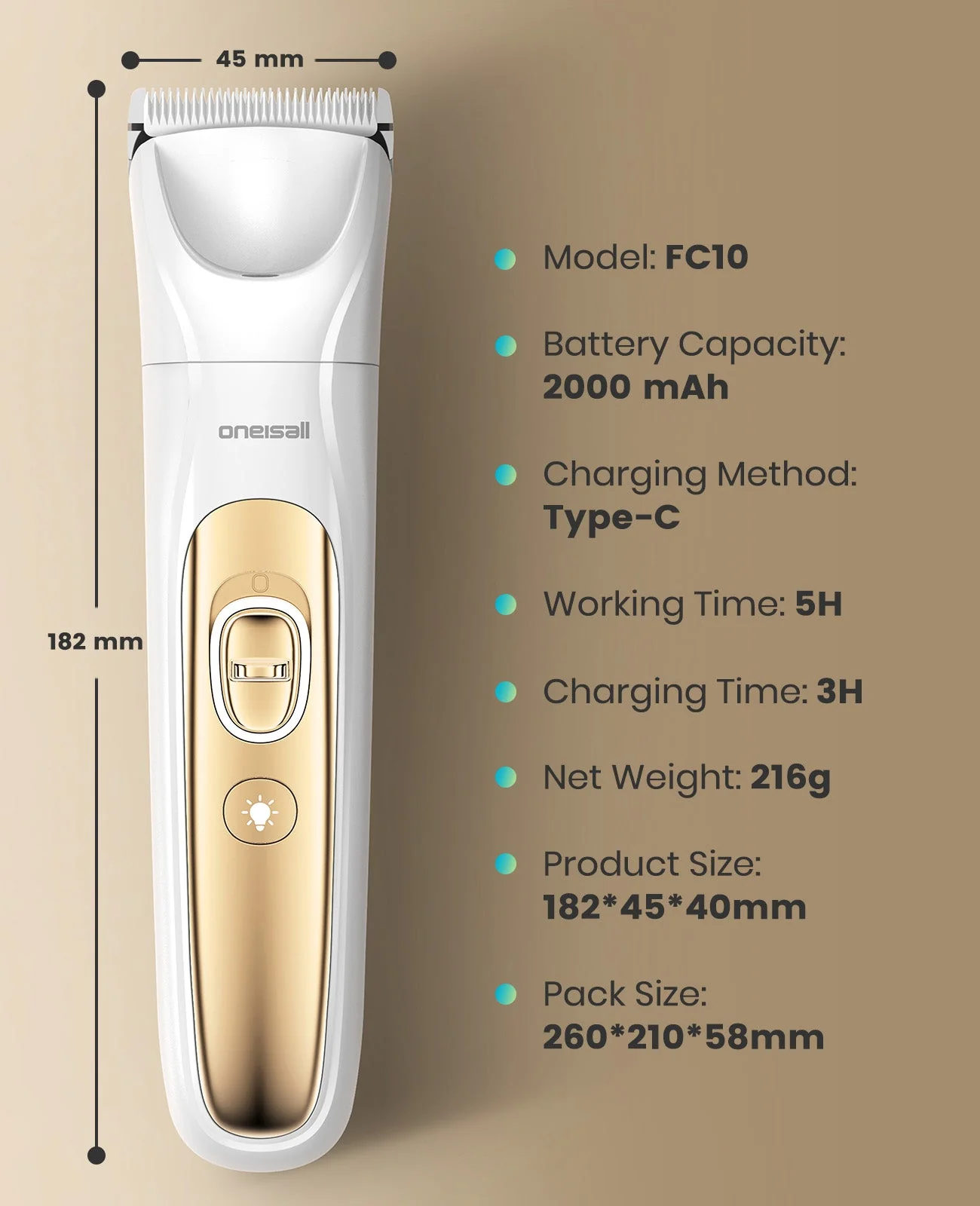 Oneisall FC10 4-in-1 Cordless Multi-Functional Pet Clippers - Image 19