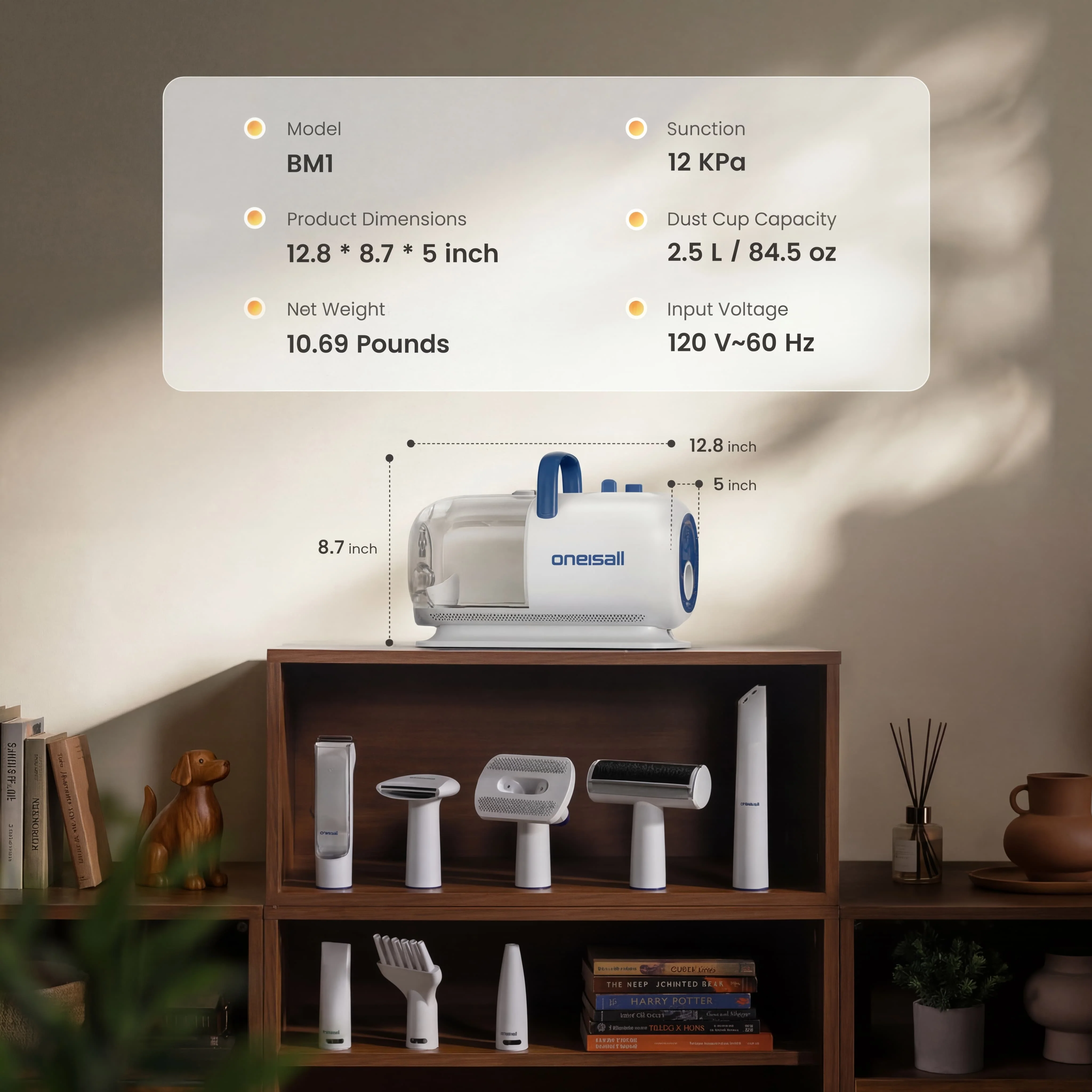 Oneisall Cozy C1 8-in-1 Pet Grooming Vacuum & Dryer Kit - Image 15