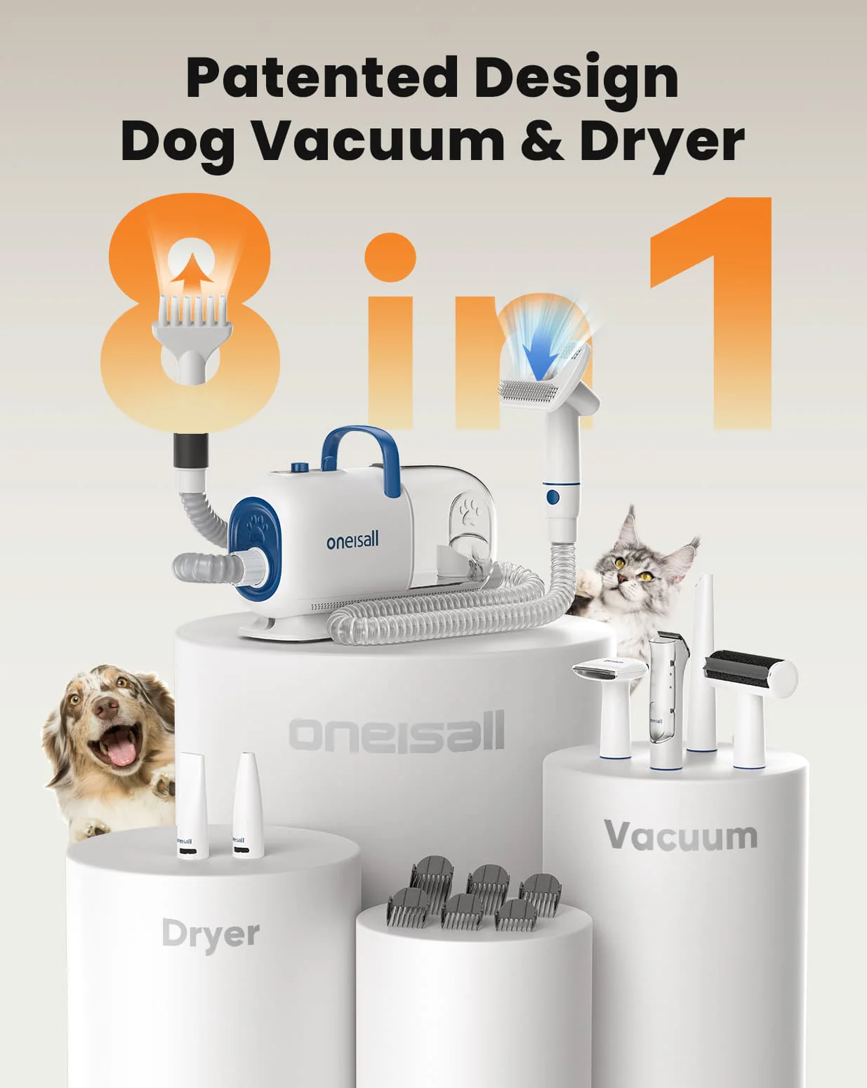 Oneisall Cozy C1 Pet Grooming Vacuum Kit & 7L Pet Water Fountain Set - Image 3