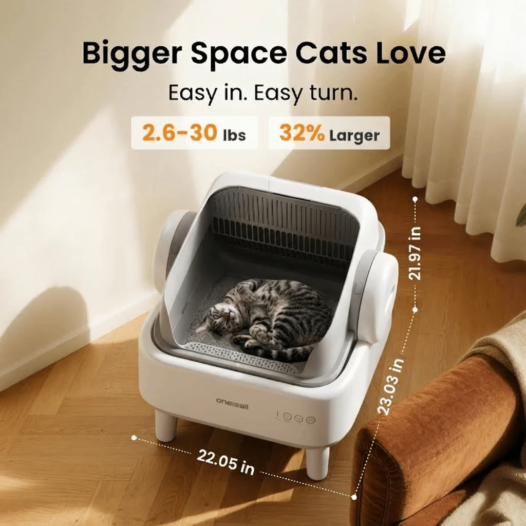 Oneisall Ease S1 Self-Cleaning Litter Box White - Image 3
