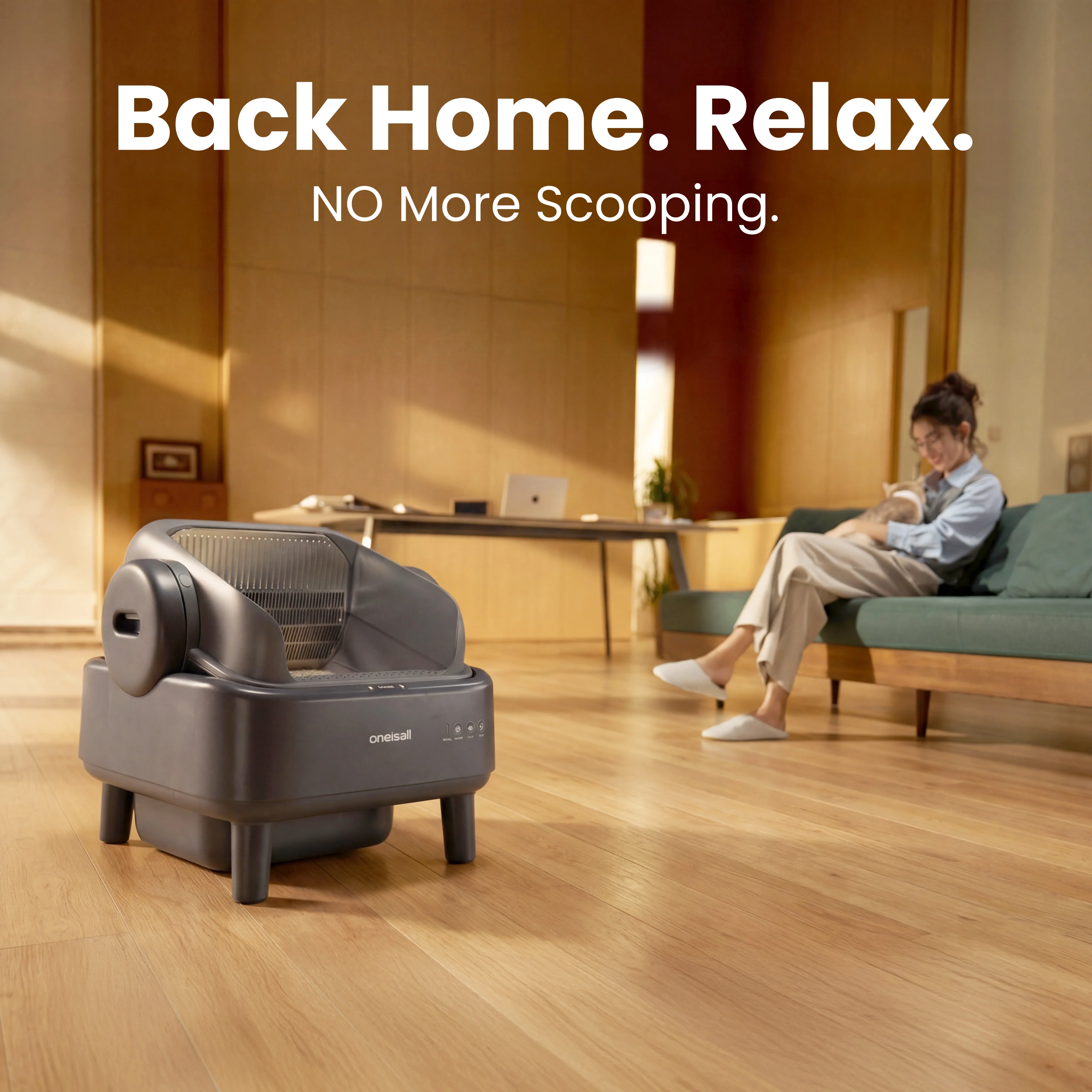 Oneisall Ease S1 Self-Cleaning Litter Box White - Image 35