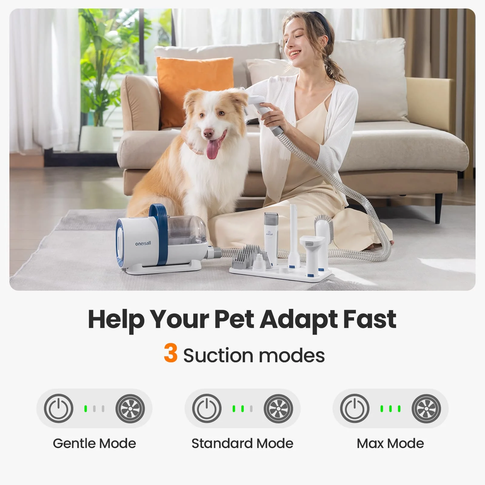 Oneisall LM2 Pet Grooming Vacuum Kit & 3 Blades Replacement Set - Image 9