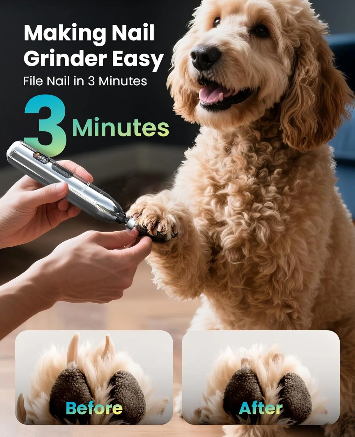 Oneisall PC15 4-in-1 Dog Clippers & Paw Trimmer Set - Image 7